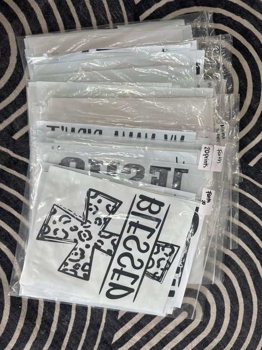 20 Count ScreenPrint Pre-Packs!