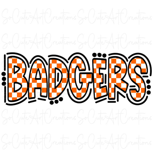 Badgers Orange Checkered Print