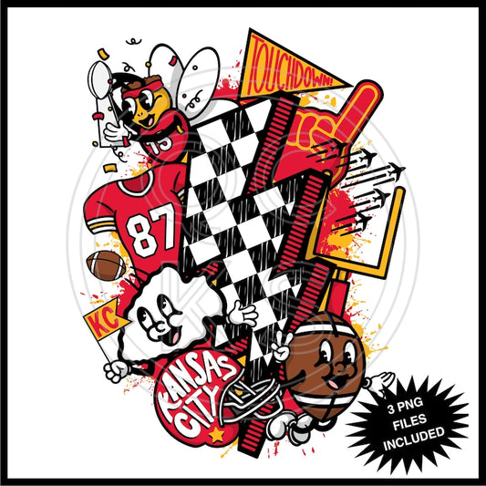 Retro Kansas City Checkered lightning bolt