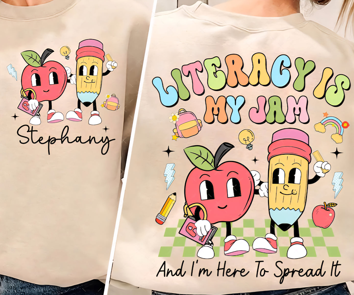 Literacy Apple and Pencil