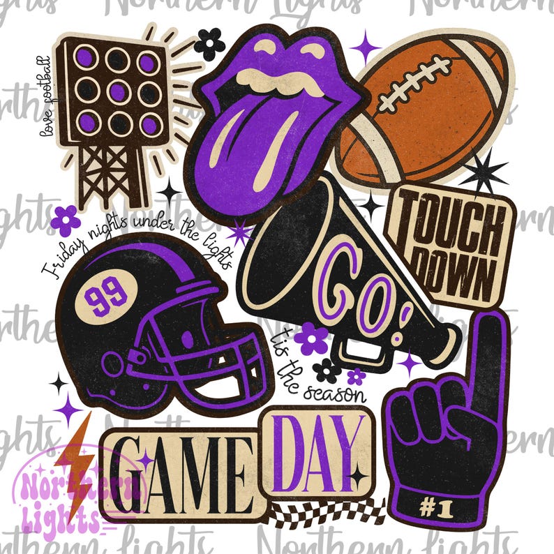 Football Collage purple and black