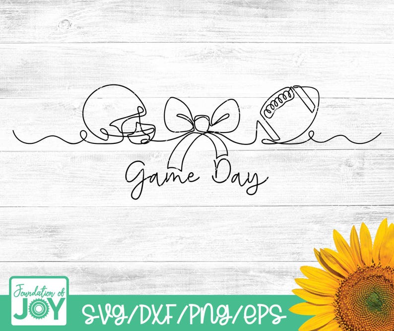 Game Day Lineart Coquette Bow Football Helmet