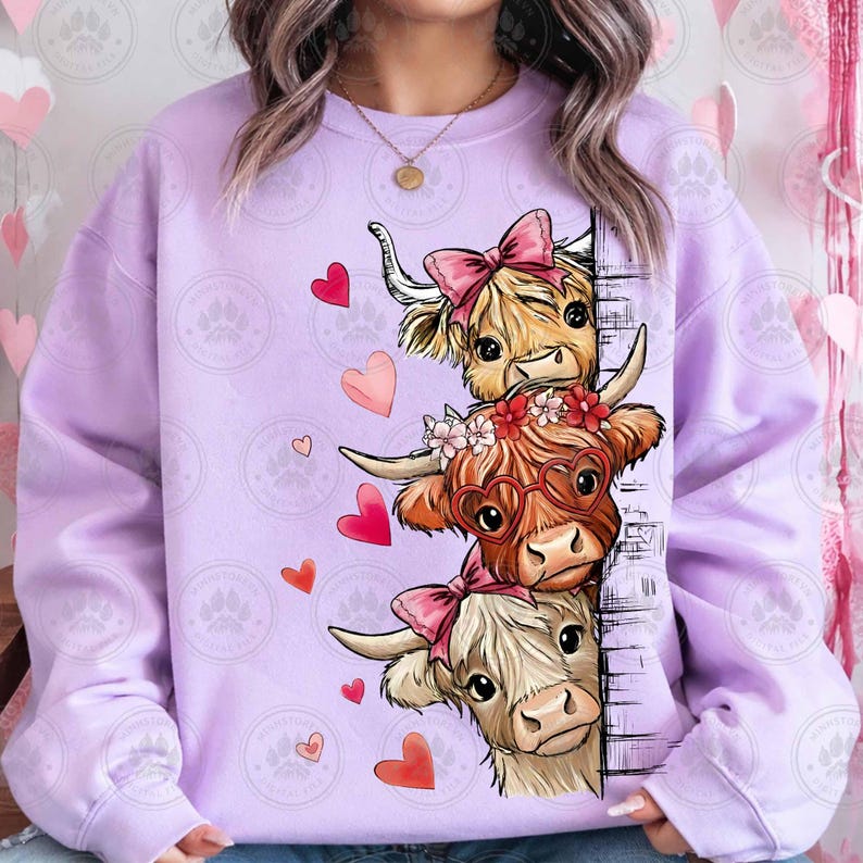 Highland Cows with hearts