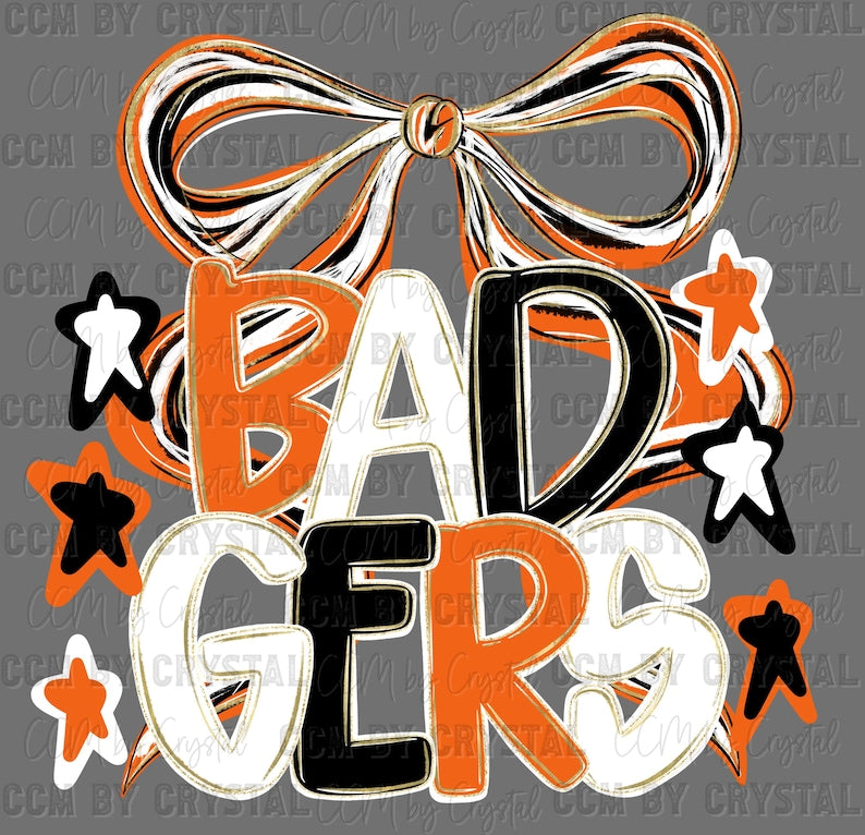 Badgers Orange Black White stars