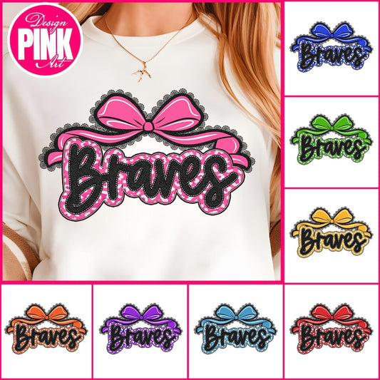 Braves Leopard Print letters with Bow