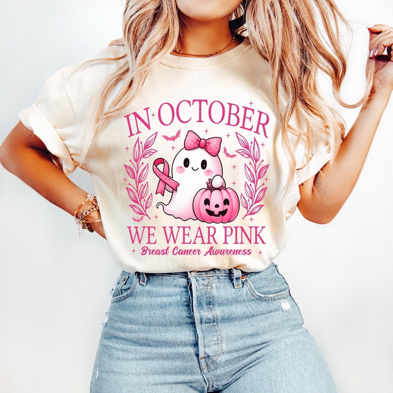 In October We Wear Pink Ghost and Pumpkin