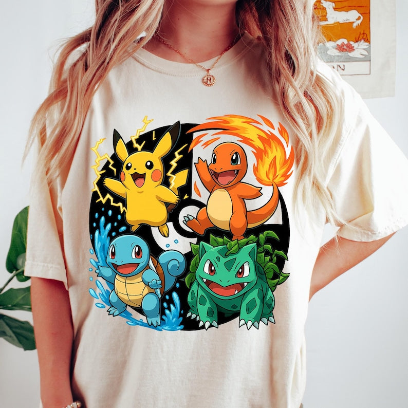 Pikachu, Charmander, Squirtle, Bulbasaur