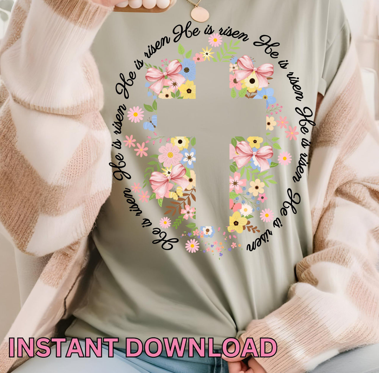 He is risen floral cross