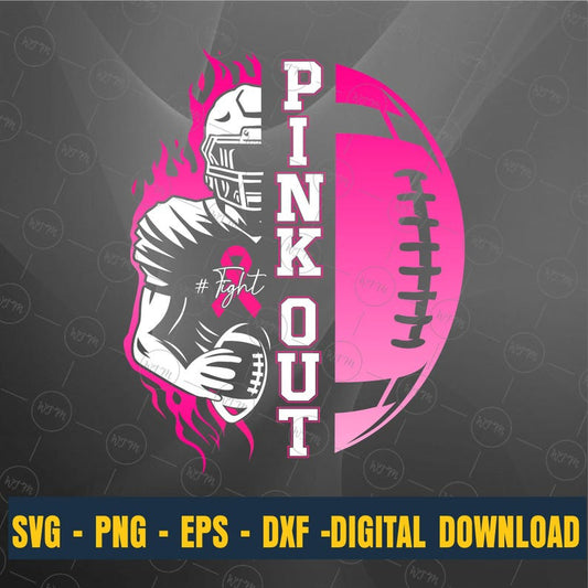 Pink Out Football Player and Football