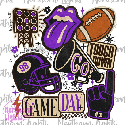 Football Collage purple and black