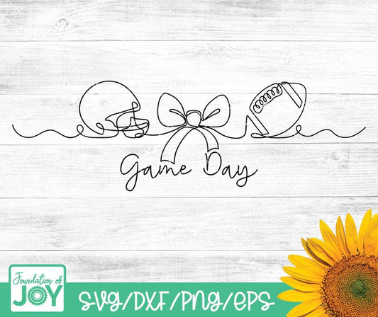 Game Day Lineart  Coquette Bow Football Helmet
