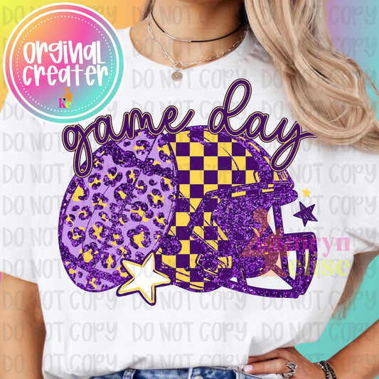 GameDay Purple/Gold Checkered Helmet