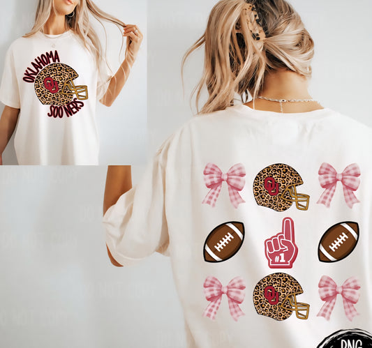 OU Cheetah Helmet Coquette Pink bow