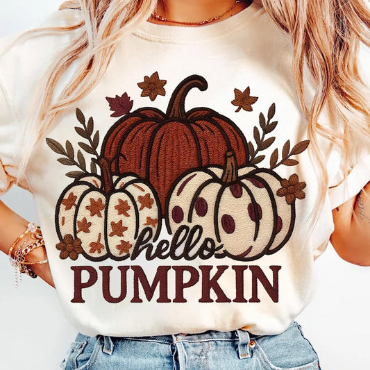 Hello Pumpkin Faux Embroidery