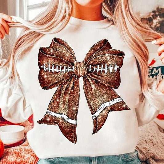 Coquette Football Bow (Faux Glitter)