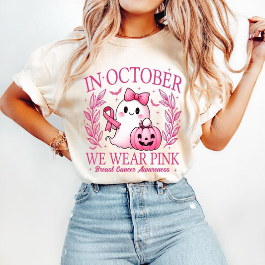 In October We Wear Pink Ghost and Pumpkin