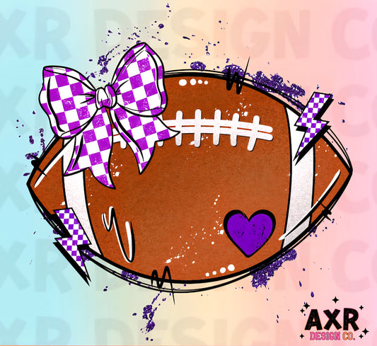Football Coquette Checkered purple bow