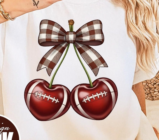 Football Brown Plaid Bow