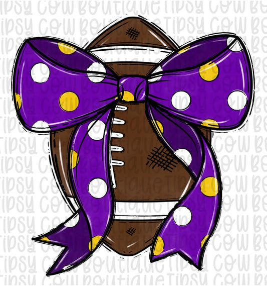 Purple Gold Polkadot Bow