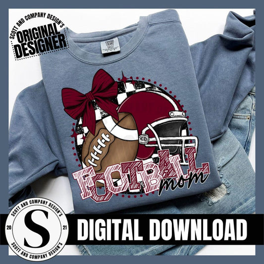 Football Mom Coquette Maroon Bow