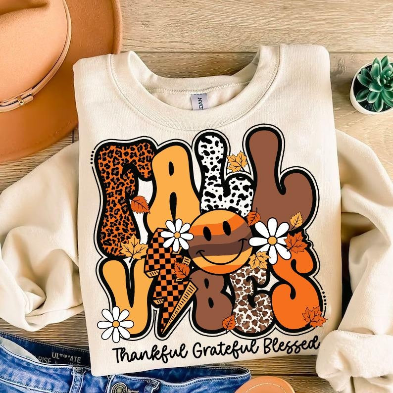 Retro Fall Vibes Smiley face