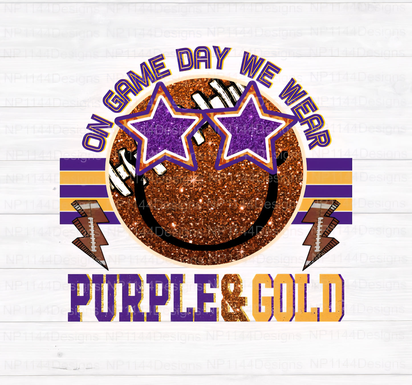 Preppy Smile Glitter Football Star Eyes