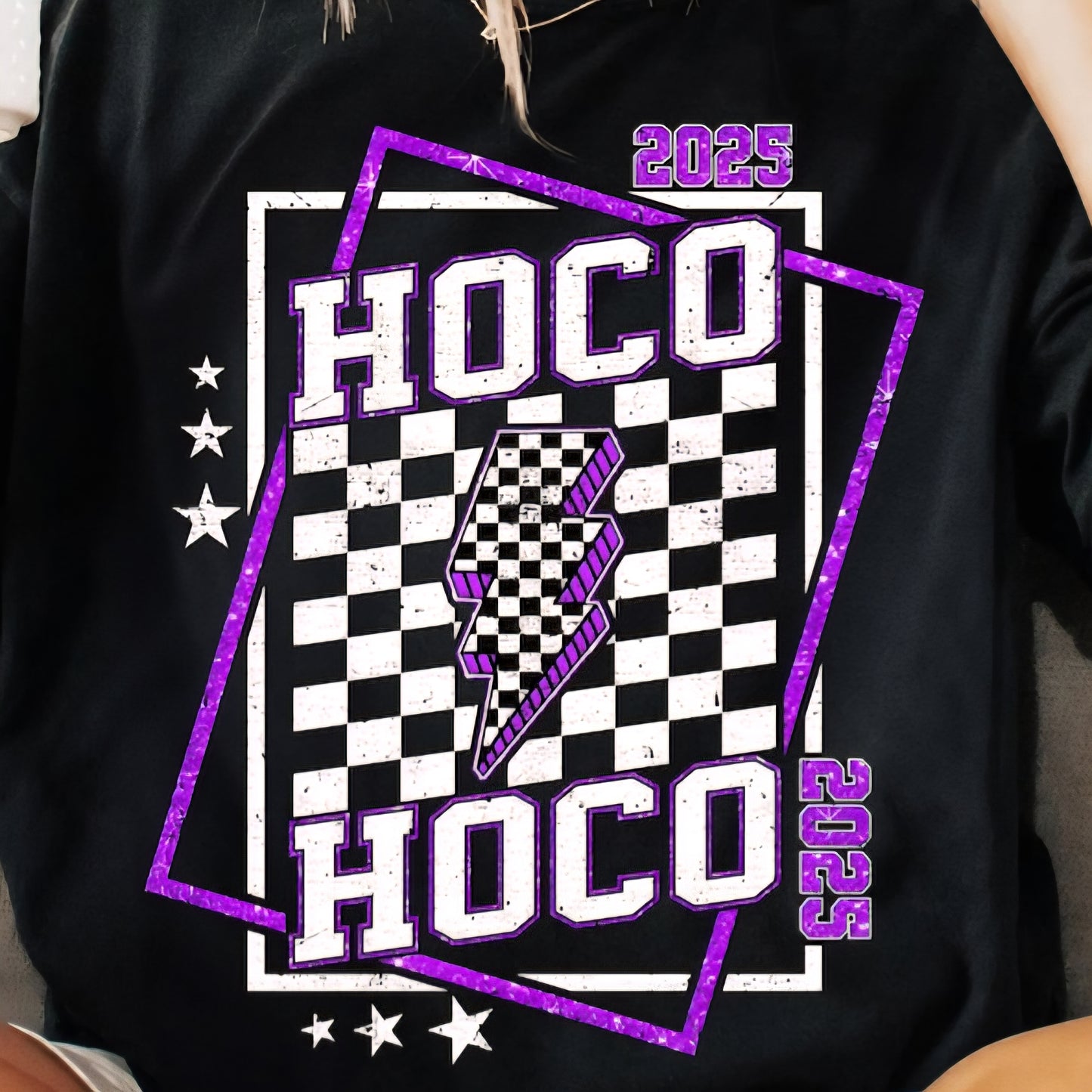 Hoco Checkered lightning bolt Distressed Purple