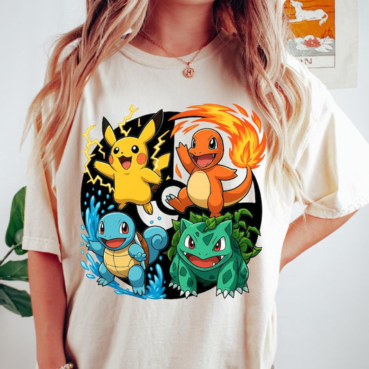 Pikachu, Charmander, Squirtle, Bulbasaur