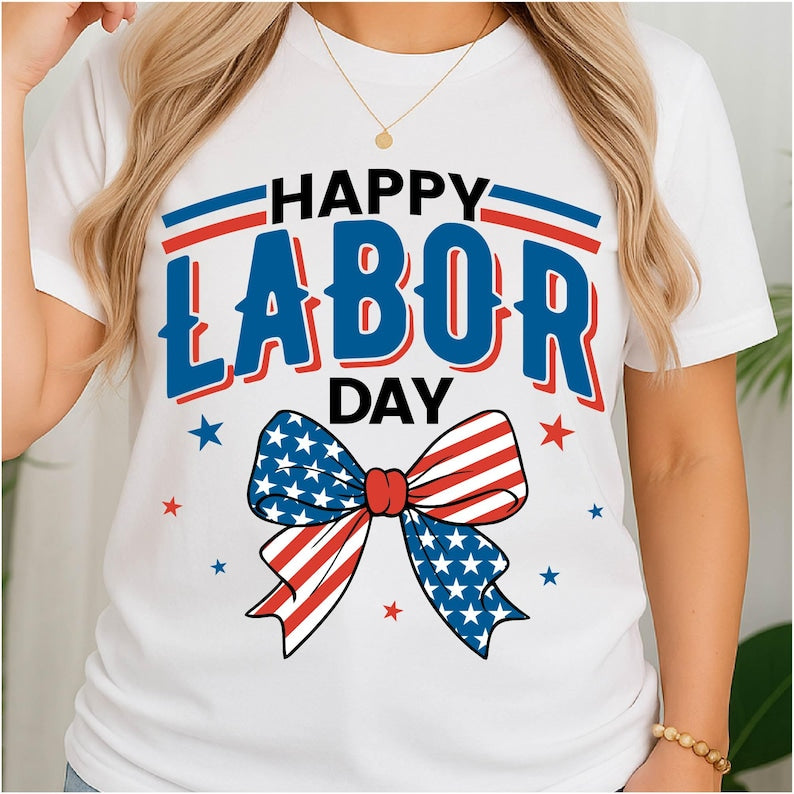 Happy Labor Day Bow and Stars